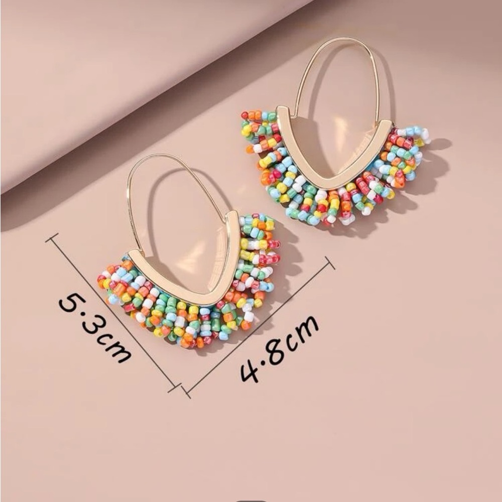 Multi Color Beaded Hoop Earrings. So Pretty!